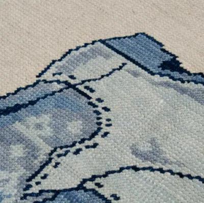 Blue Kicker Turkish Knot Rug