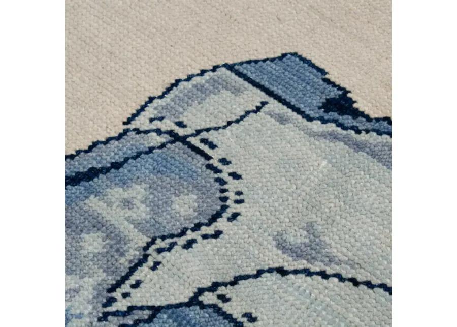 Blue Kicker Turkish Knot Rug