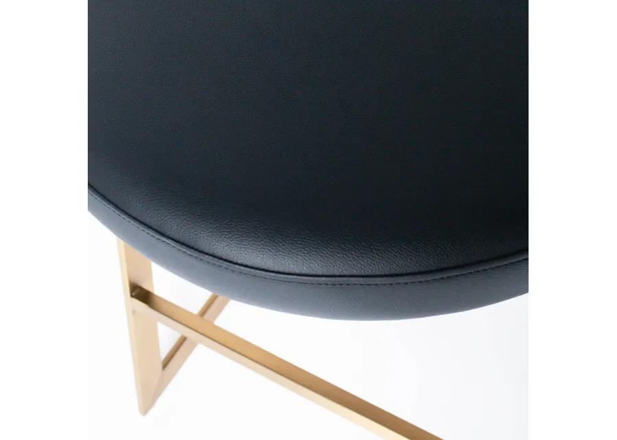 Bourbon Counter Stool In Black Leather Brass