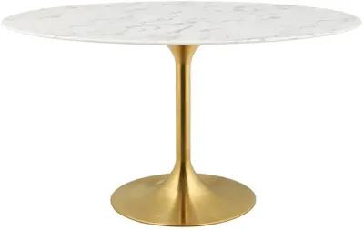 Amico 54" Oval Artificial Marble Dining Table - Gold Base