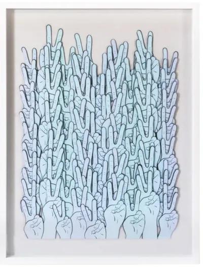 Blue Ombre Peace Hands