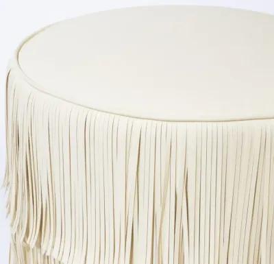 Chaser Ottoman in Ivory Leather