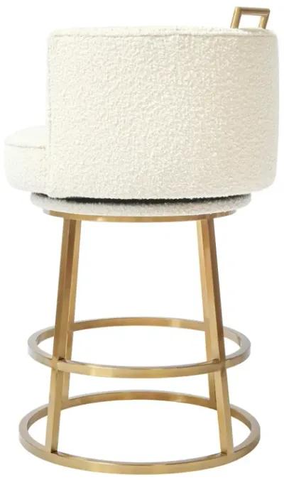 Rosita Swivel Counter Stool in Ivory Boucle