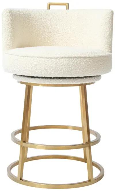 Rosita Swivel Counter Stool in Ivory Boucle