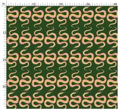 Boho Snakey on Green Wallpaper