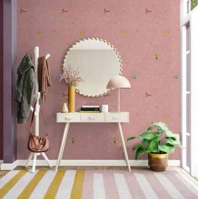 'Feathers' Wallpaper in Pink by Paule Marrot