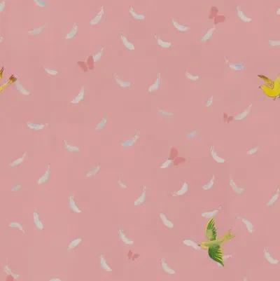 'Feathers' Wallpaper in Pink by Paule Marrot