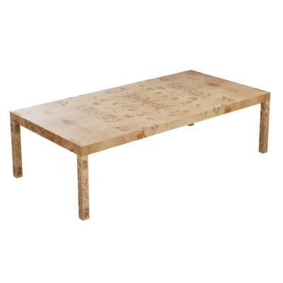 In Stock Pierson Dining Table 108" x 42" in Golden Pecan Mappa Burl