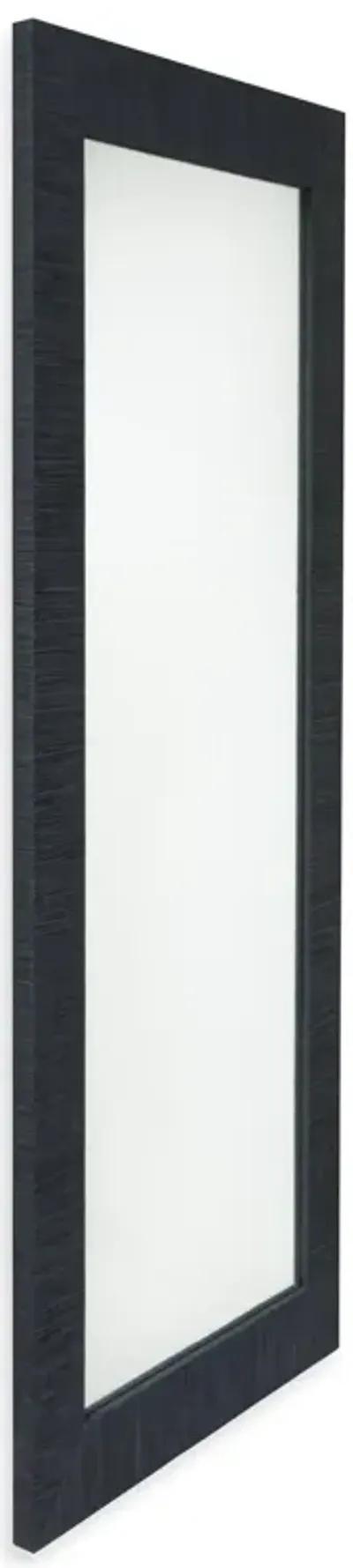 Fortuna Floor Mirror in Black Grasscloth