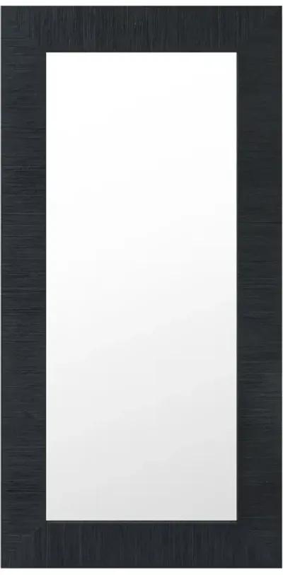 Fortuna Floor Mirror in Black Grasscloth