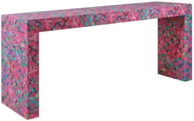 In Stock 72" Savannah Console Table in Lips & Drips Grasscloth