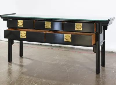 Pagoda Console by Century with Glass Top