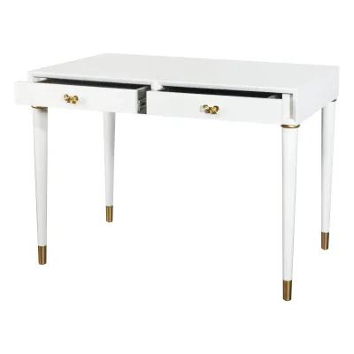 Walnut Writing Desk by Curate Lacquered in Luna White