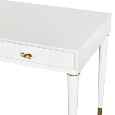 Walnut Writing Desk by Curate Lacquered in Luna White