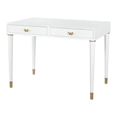 Walnut Writing Desk by Curate Lacquered in Luna White