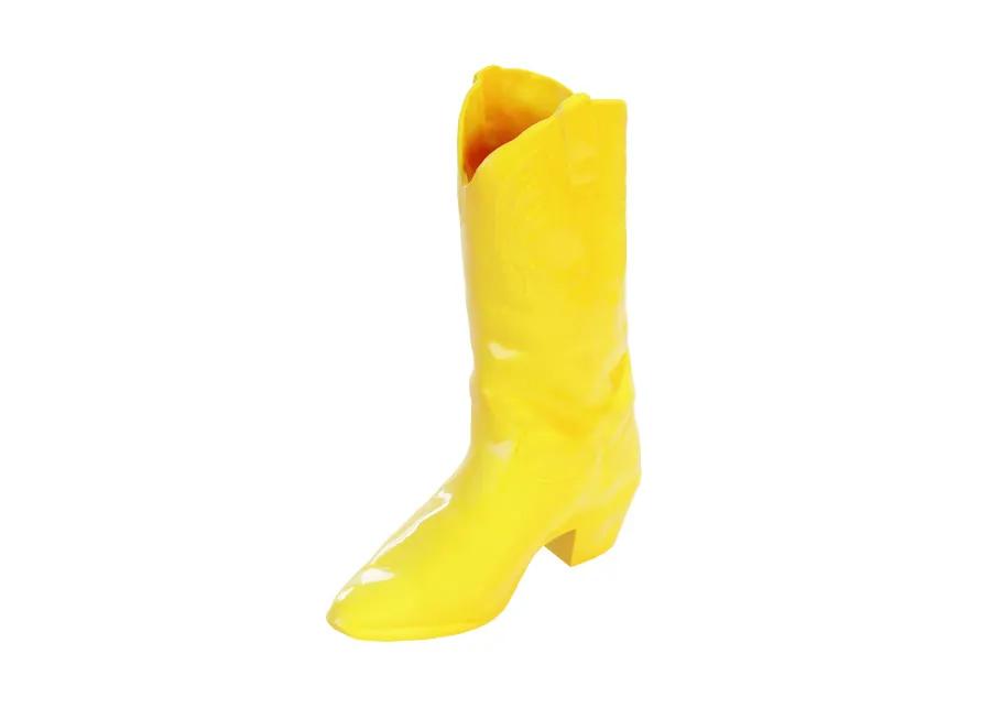 Cowboy Boot Vase in Bright Yellow