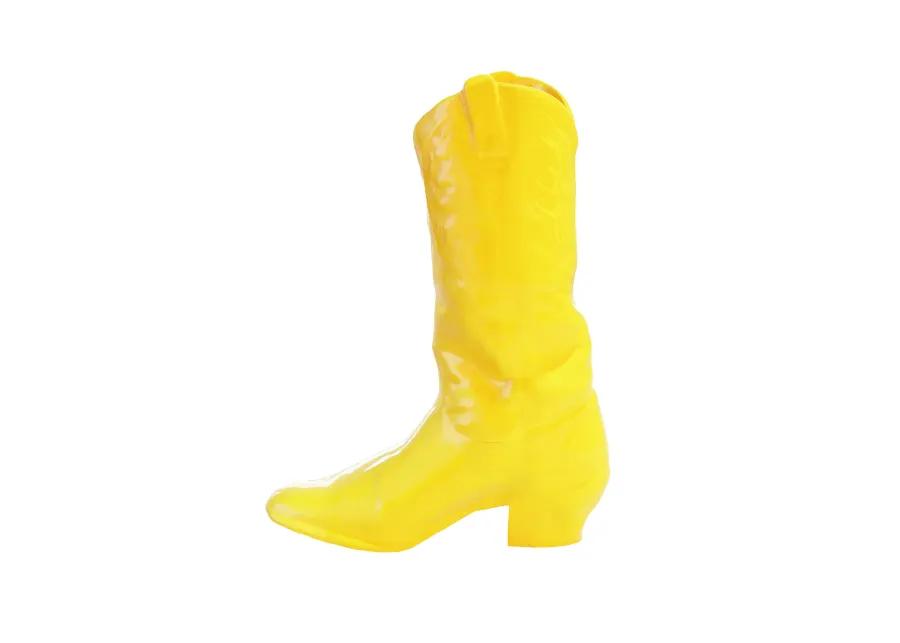 Cowboy Boot Vase in Bright Yellow