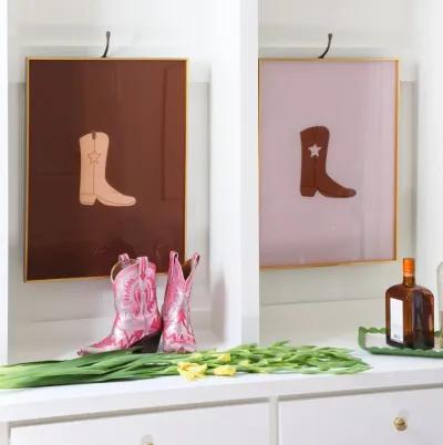 Framed Cowboy Boot Print - Saddle