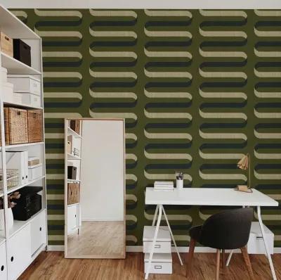 Folding Ribbon Wallpaper - Olive