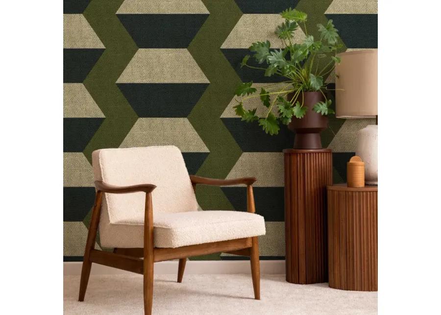 Infinity Blocks Wallpaper - Olive Taupe