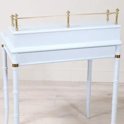 Traditional Faux Bamboo Desk Lacquered in Gulfstream Blue