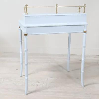 Traditional Faux Bamboo Desk Lacquered in Gulfstream Blue