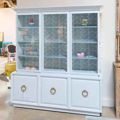 Widdicomb Cabinet with Hutch Restored in Gulfstream Blue