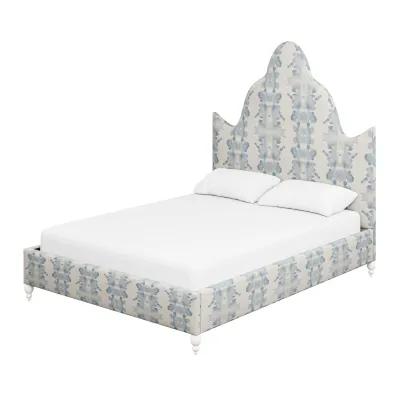 In Stock Hepburn Queen Bed in Inkblot Blue Fabric