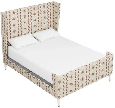 In Stock Neptune Queen Bed in Stars & Stripes Brown Fabric