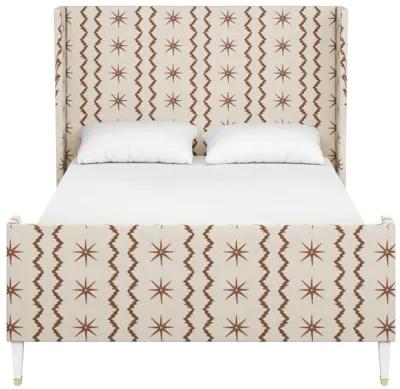 In Stock Neptune Queen Bed in Stars & Stripes Brown Fabric