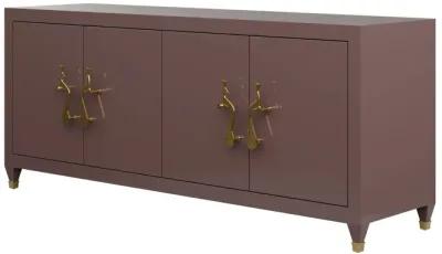 In Stock 72" Mallory Credenza in Desert Shadows with Brass Peacock Handles