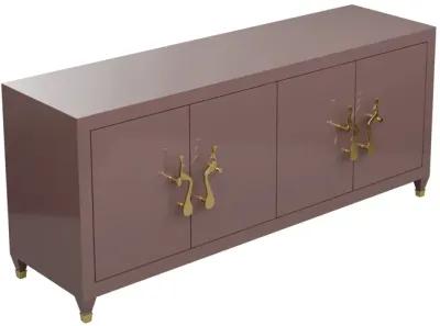 In Stock 72" Mallory Credenza in Desert Shadows with Brass Peacock Handles