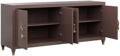 In Stock 72" Mallory Credenza in Desert Shadows with Brass Peacock Handles