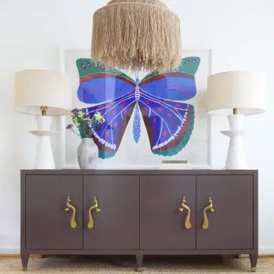 In Stock 72" Mallory Credenza in Desert Shadows with Brass Peacock Handles