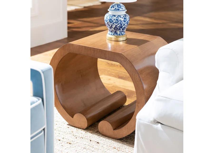 In Stock Kelly Side Table in Maple Wood with Walnut Stain