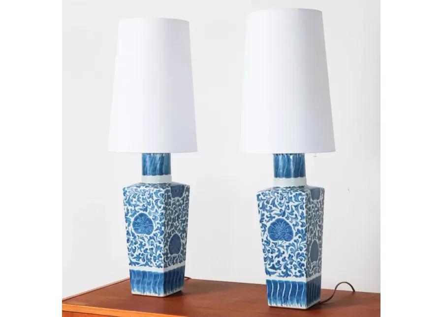 Pair of Blue and White Lamps