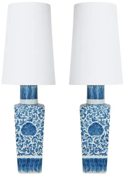 Pair of Blue and White Lamps