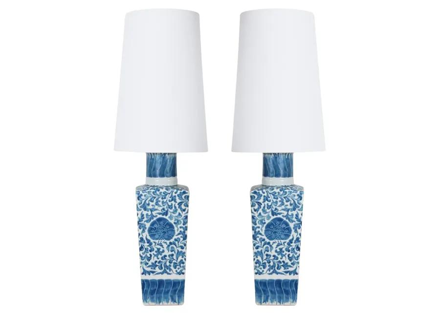 Pair of Blue and White Lamps