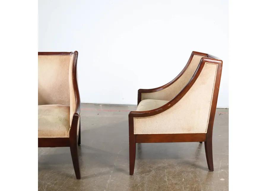 Pair of Club Chairs with Wood Trim