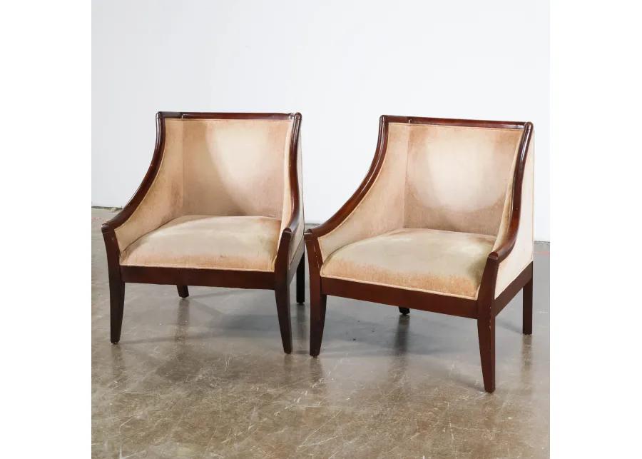 Pair of Club Chairs with Wood Trim