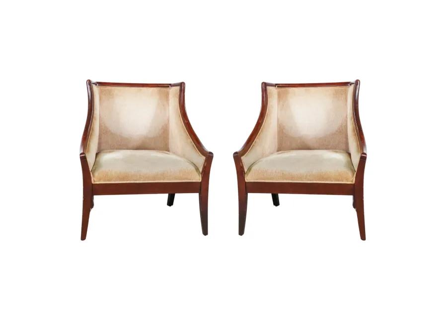 Pair of Club Chairs with Wood Trim