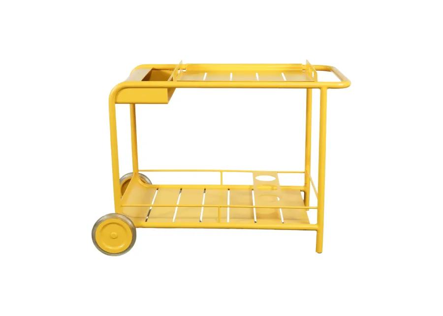 Yellow Post Modern French Bar Cart