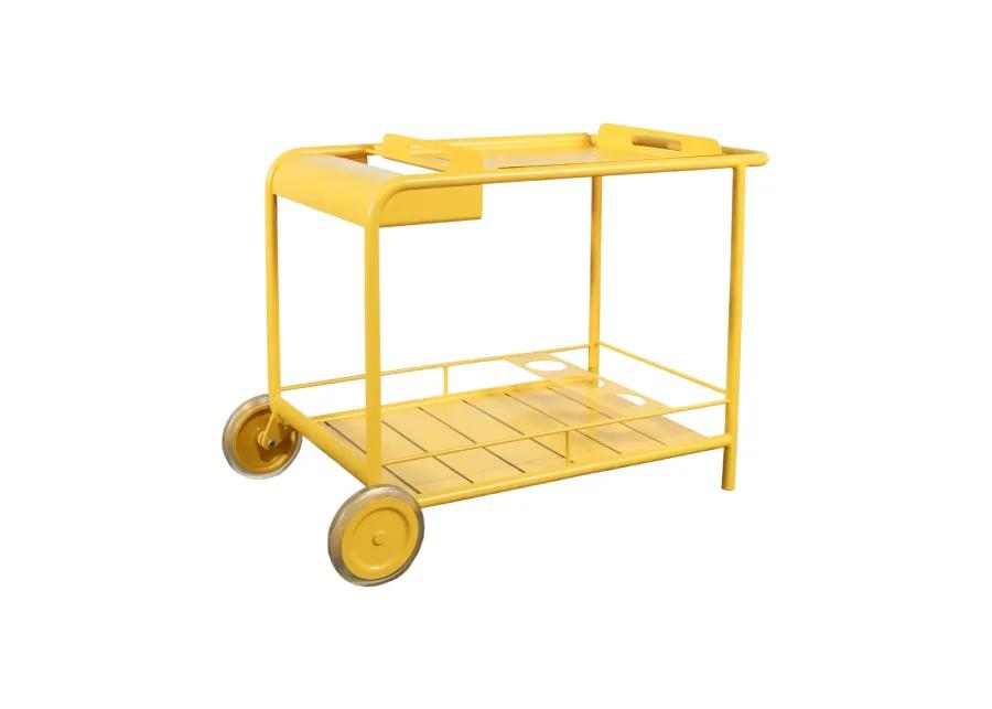 Yellow Post Modern French Bar Cart