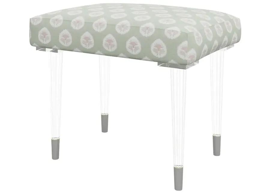 In Stock Tea Time Ottoman in Daphne Green Fabric