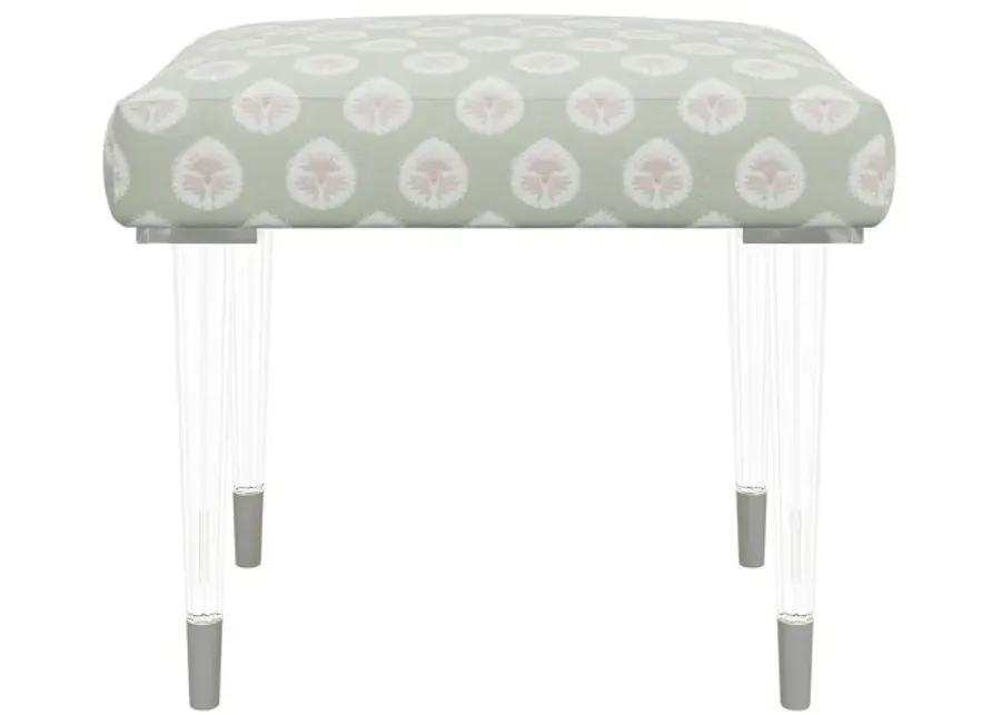 In Stock Tea Time Ottoman in Daphne Green Fabric