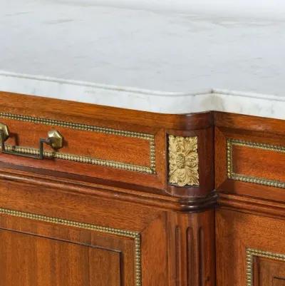 Louis XVI Style White Marble Top Sideboard