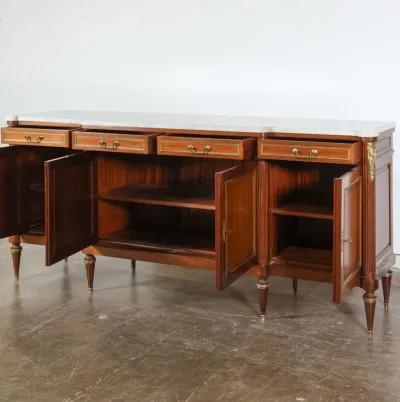 Louis XVI Style White Marble Top Sideboard