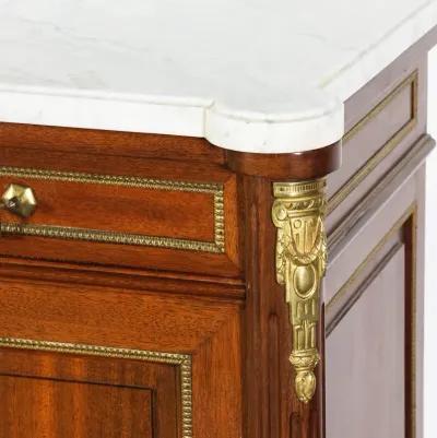 Louis XVI Style White Marble Top Sideboard