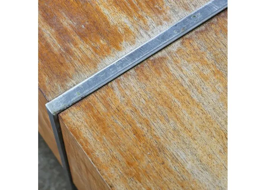 Square Wood and Metal Coffee Table