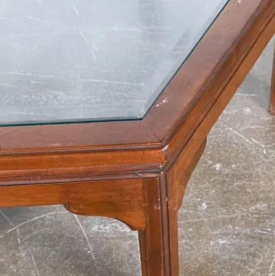 Hexagonal Coffee Table with Beveled Glass